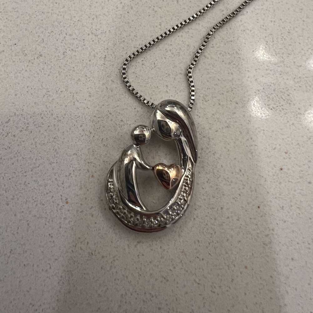 Mother Daughter Sterling Silver Necklace - Picture 2 of 6